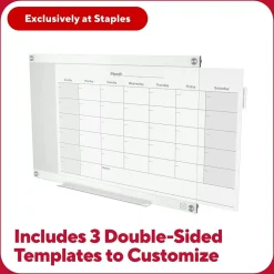 Clearance ™ Templated Magnetic Glass Dry-Erase Whiteboard, 3' x 2' (TR62139) Dry Erase