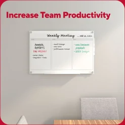 Clearance ™ Templated Magnetic Glass Dry-Erase Whiteboard, 3' x 2' (TR62139) Dry Erase