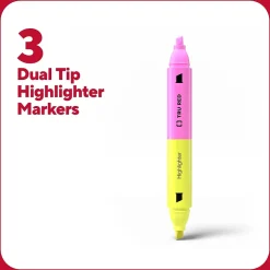 TRU RED ™ Twin Tip Highlighters, Chisel Tip, Assorted Colors, 3/Pack (TR57834) Clearance