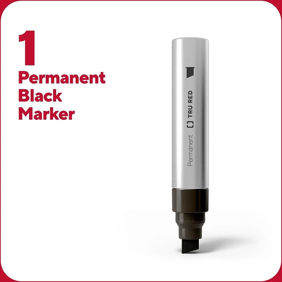 TRU RED ™ XL Tank Permanent Marker, Chisel Tip, Black (TR56933)