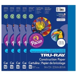 Clearance 9" x 12" Construction Paper, Blue, 50 Sheets/Pack, 5 Packs/Bundle (PAC103022-5) Construction Paper