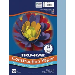 Online Tru-Ray 9" x 12" Construction Paper, Sky Blue, 50 Sheets (P103016) Construction Paper