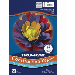 New Tru-Ray 9" x 12" Construction Paper, White, 50 Sheets (P103026) Construction Paper