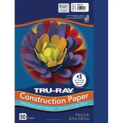New Tru-Ray 9" x 12" Construction Paper, Royal Blue, 50 Sheets (P103017) Construction Paper