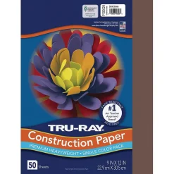 Tru-Ray 9" x 12" Construction Paper, Dark Brown, 50 Sheets (P103024) Construction Paper