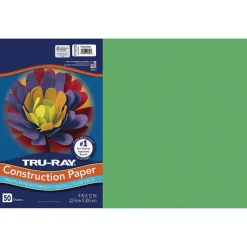 New Tru-Ray 12" x 18" Construction Paper, Festive Green, 50 Sheets (P103038) Construction Paper