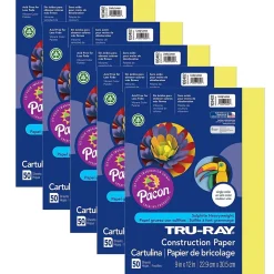 Outlet Tru-Ray® Construction Paper, Lively Lemon, 9" x 12", 50 Sheets Per Pack, 5 Packs (PAC103402-5) Construction Paper