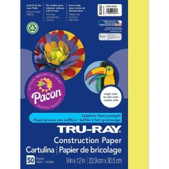 Outlet Tru-Ray® Construction Paper, Lively Lemon, 9" x 12", 50 Sheets Per Pack, 5 Packs (PAC103402-5) Construction Paper