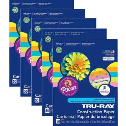 Sale Tru-Ray® Construction Paper, 5 Assorted Hot Colors, 9" x 12", 50 Sheets Per Pack, 5 Packs (PAC6596-5) Construction Paper