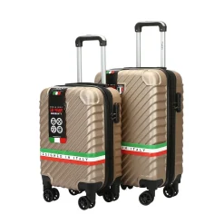 TUCCI 2-Piece Hardside Spinner Carry-On Luggage Set, TSA Checkpoint Friendly, Champagne (T0293-02PC-CHAM)