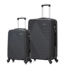 TUCCI VOYAGE Vertice 2-Piece Hardside Spinner Luggage Set, TSA Checkpoint Friendly, (V0001-02PC-BLK)