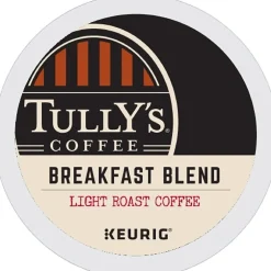 Keurig K-Cups<Tully's Breakfast Blend Extra Bold Coffee, Keurig K-Cup Pod, Light Roast, 96/Carton (192719CT)