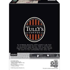 Keurig K-Cups<Tully's Breakfast Blend Extra Bold Coffee, Keurig K-Cup Pod, Light Roast, 96/Carton (192719CT)