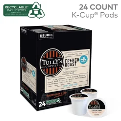 Keurig K-Cups<Tully's French Roast Coffee Keurig® K-Cup® Pods, Dark Roast, 24/Box (192619)