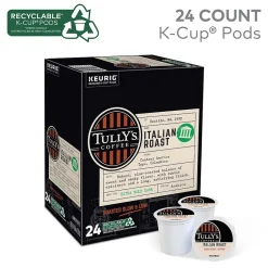 Keurig K-Cups<Tully's Italian Roast Coffee, Dark Roast, Keurig® K-Cup® Pods, 24/Box (193019)
