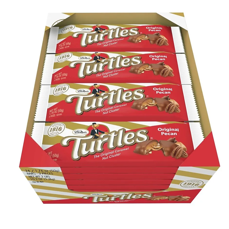 Chocolate<Turtles Original Chocolate covered Pecans Milk Chocolate Candy Bar, 1.76 oz., 24/Box (DCC501)