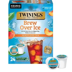 Keurig K-Cups<Twinings Brew Over Ice Peach Iced Black Tea, Keurig® K-Cup® Pods, 24/Box (F17280)