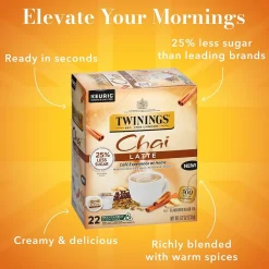 Keurig K-Cups<Twinings Chai Latte Black Tea, Keurig® K-Cup® Pods, 22/Box (TNA78919)