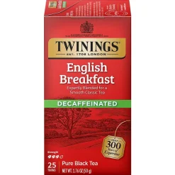 Tea<Twinings Classic Decaffeinated English Breakfast Tea, 25/Box (TNA51727)