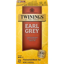 Tea<Twinings Earl Grey Tea Bags, 25/Box (TNA51728)