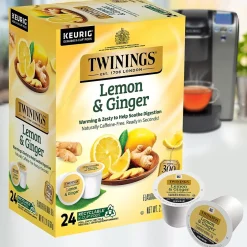 Keurig K-Cups<Twinings Lemon & Ginger Herbal Tea, Keurig® K-Cup® Pods, 24/Box (TNA89556)