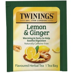 Tea<Twinings Lemon and Ginger Herbal Tea Bags, 50/Box (F14990)