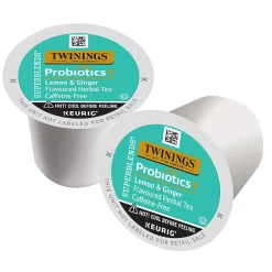 Keurig K-Cups<Twinings Probiotics+ Herbal Lemon & Ginger Tea, Keurig® K-Cup® Pods, 24/Box (F16930)