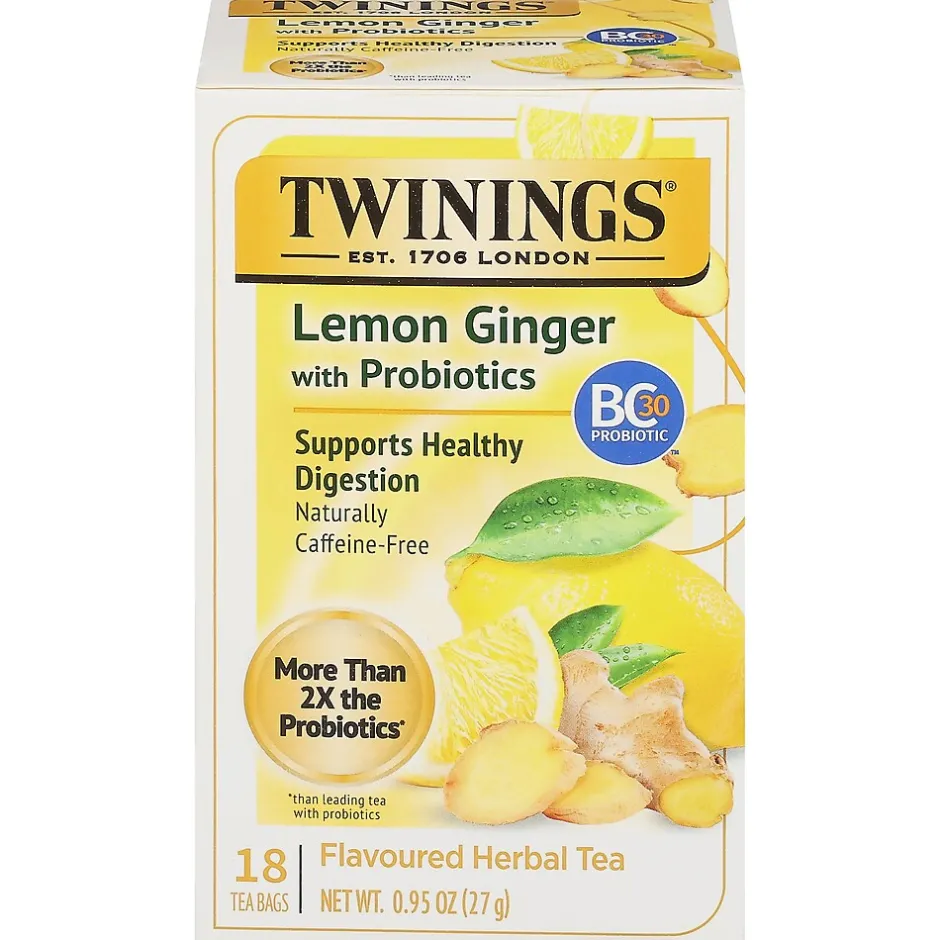 Tea<Twinings Probiotics Lemon and Ginger Herbal Tea Bags, 18/Box (F16483)