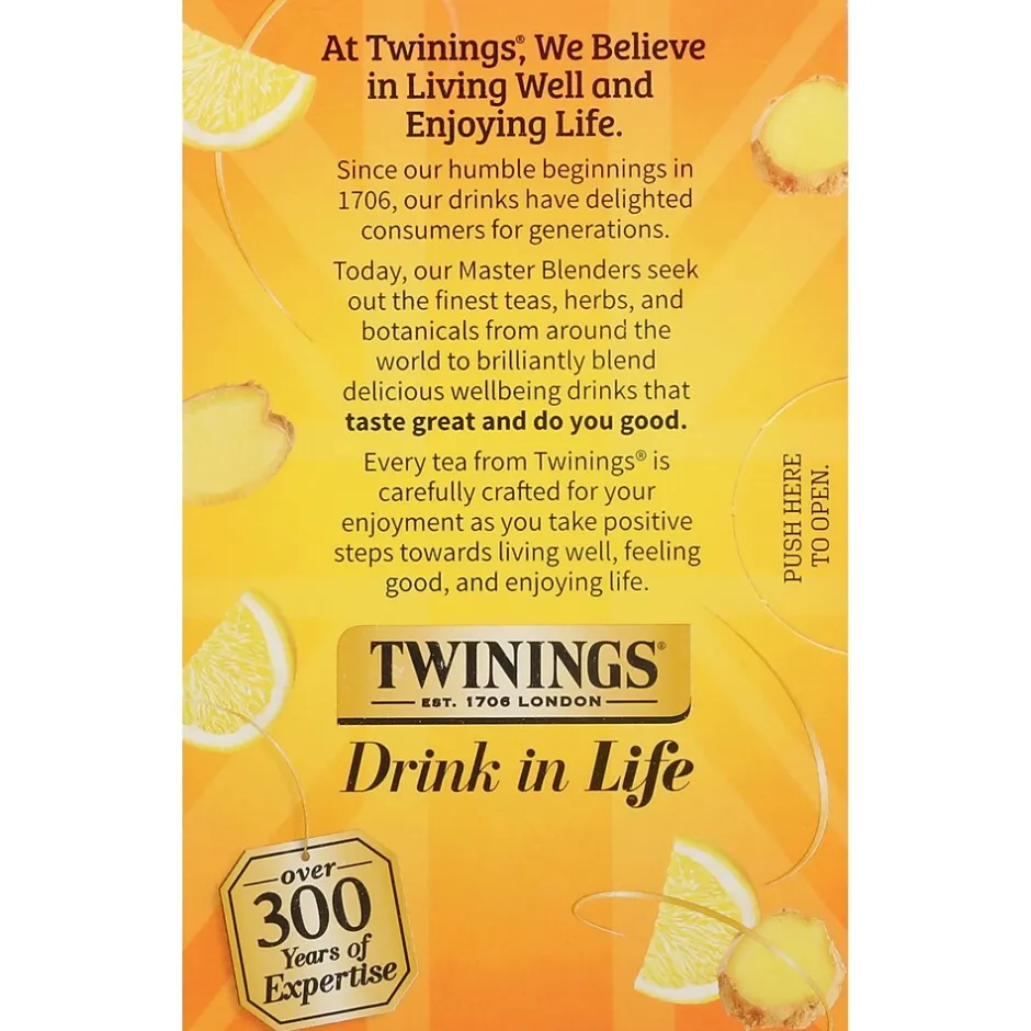 Tea<Twinings Probiotics Lemon and Ginger Herbal Tea Bags, 18/Box (F16483)