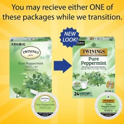 Keurig K-Cups<Twinings Pure Peppermint Herbal Tea, Keurig® K-Cup® Pods, 96/Carton (TNA85813CT)