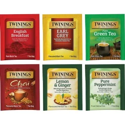 Tea<Twinings Variety Pack Assorted Tea Bags, 25 Bags/Box, 6 Boxes/Case (F15485)