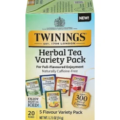 Tea<Twinings Variety Pack Herbal Tea Bags, 20/Box (F08666)
