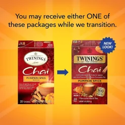 Tea<Twinings Winter Teas Pumpkin Spice, Chai, 20/Box (TNA51382)