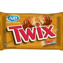Chocolate<Twix Caramel Fun Size Chocolate Cookie Bar Candy Bag, 22.34 oz. (209-00467)
