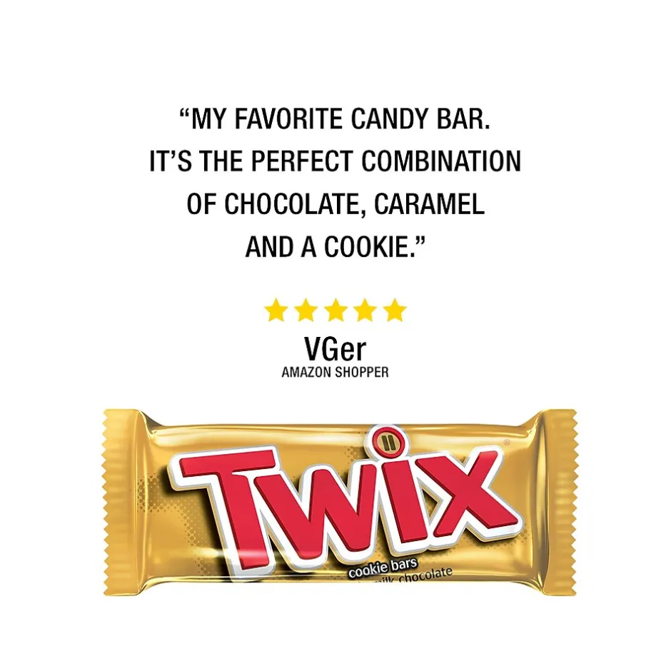 Chocolate<Twix Caramel Fun Size Chocolate Cookie Bar Candy Bag, 1.79 oz., 36/Box (MMM35391)