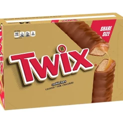 Chocolate<Twix Caramel Sharing Size Chocolate Cookie Bar Candy, 3.02 oz Bar, 24/Box (MMM35387)