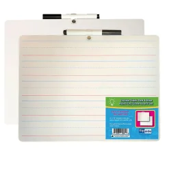 Outlet Two-Sided Rectangular, Primary Ruled/Blank Dry Erase Whiteboard, With Marker, 9" x 12", Pack of 3 (FLP19034-3) Dry Erase