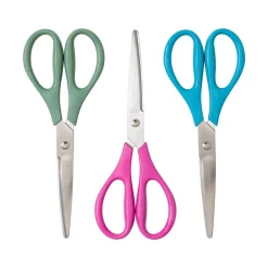 U Brands U-Eco 9.45" Stainless Steel Scissors, Blunt Tip, Assorted Colors, 3/Pack (6607U01-24)