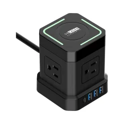 Surge Protectors & Power Strips<Uncaged Ergonomics Cube 4-Outlet 4-USB Port Surge Protector, 10', Black (WC-10-b)