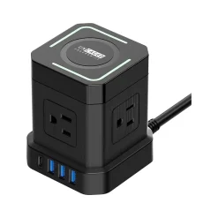 Surge Protectors & Power Strips<Uncaged Ergonomics Cube 4-Outlet 4-USB Port Surge Protector, 10', Black (WC-10-b)