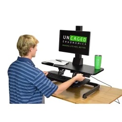 New Electric Standing Desk Conversion Powered Sit to Stand Converter, Black (ESDC-b) Standing Desks
