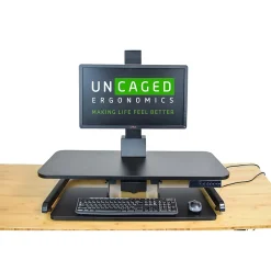 New Electric Standing Desk Conversion Powered Sit to Stand Converter, Black (ESDC-b) Standing Desks