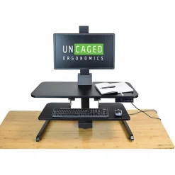New Electric Standing Desk Conversion Powered Sit to Stand Converter, Black (ESDC-b) Standing Desks