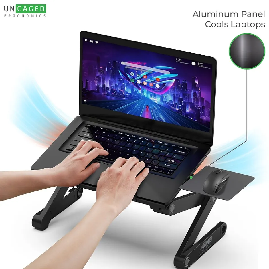 WORKEZ Uncaged Ergonomics Best 16.5" x 11" Aluminum Laptop Stand, Black (WEBLS-b)