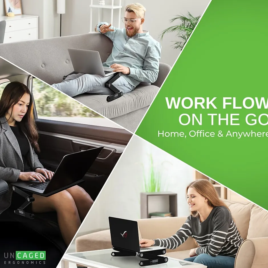 WORKEZ Uncaged Ergonomics Best 16.5" x 11" Aluminum Laptop Stand, Black (WEBLS-b)