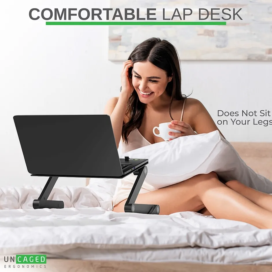 WORKEZ Uncaged Ergonomics Best 16.5" x 11" Aluminum Laptop Stand, Black (WEBLS-b)