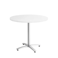 Online ™ 36" Round White Seated Height Table Silver Base Conference Room Tables