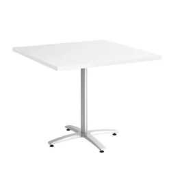 ™ 36" Square White Seated Height Table Silver Base Conference Room Tables