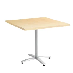 Outlet ™ Multipurpose 36" Square Natural Maple Laminate Seated Height Silver Base Table (54828) Conference Room Tables