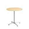 Hot ™ Multipurpose 30" Round Natural Maple Laminate Seated Height Silver Base Table (54808) Conference Room Tables